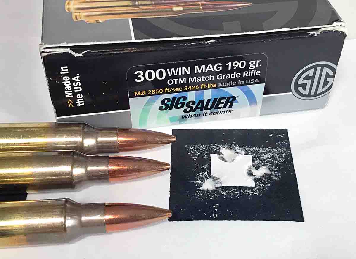The Open Country shot this group with SIG SAUER Elite 190-grain Open Tip Match factory loads.